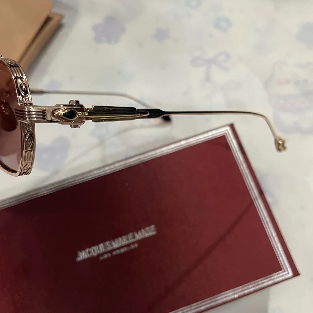 Jacques Marie Mage Women’s Gold Frame Sunglasses with Burgundy Lenses